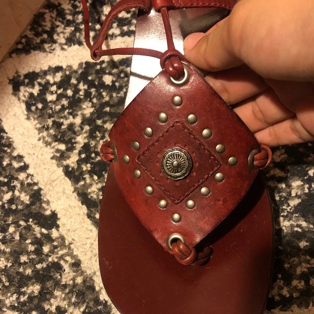 Bakers Women's Burgundy Lace-Up Sandals - Picture 2 of 6